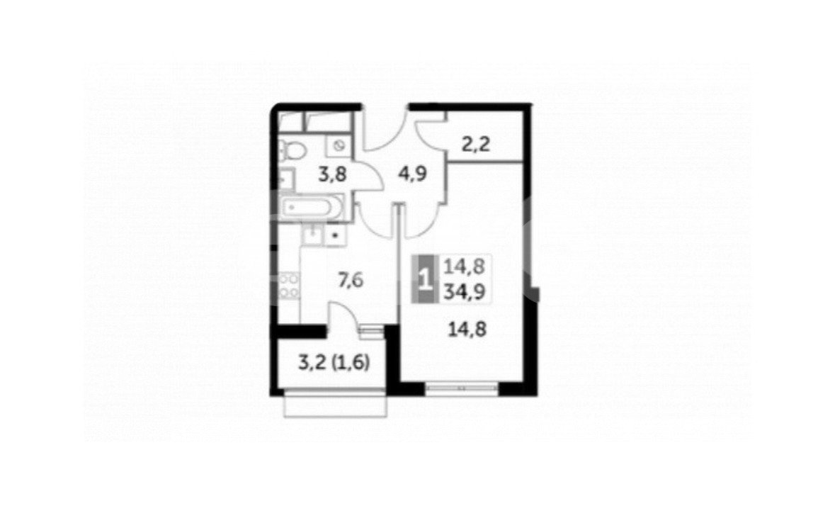 Фото №13: 1-комнатная квартира 34 м² - Развилка, мкр. жилой комплекс Римский, пр-д Римский, 15