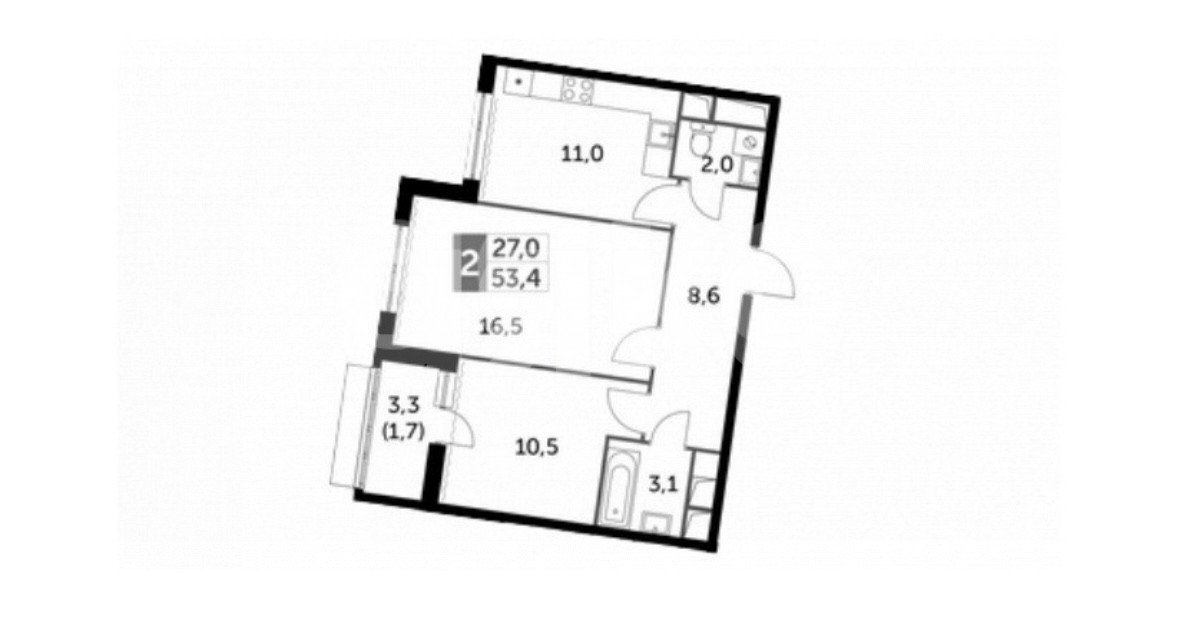 Фото №9: 2-комнатная квартира 53 м² - Развилка, мкр. жилой комплекс Римский, пр-д Римский, 15