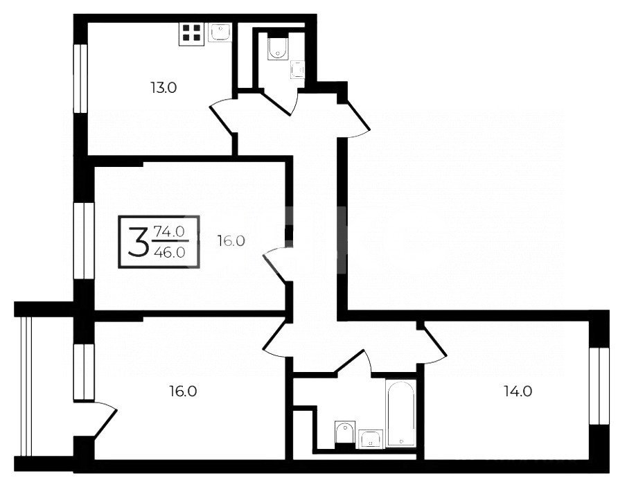 Фото №13: 3-комнатная квартира 74 м² - Москва, Юго-Восточный административный округ, Люблино, мкр. 11-й квартал, ул. Краснодарская, 6