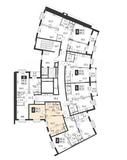 Фото №7: 2-комнатная квартира 45 м² - Развилка, мкр. жилой комплекс Римский, пр-д Римский, 13