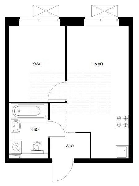 Фото №14: 1-комнатная квартира 31 м² - Москва, Юго-Восточный административный округ, Люблино, мкр. ЖК Люблинский Парк, ул. Иловайская, 2